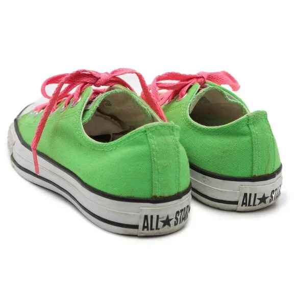 Converse Chuck Taylor All Star Low Top Sneakers Shoes Green Pink Canvas Rubber - Picture 4 of 11